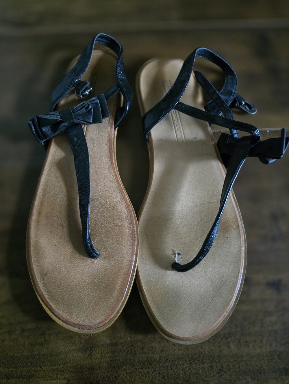 BOGO French Connection Leather Bow T-Strap Sandals